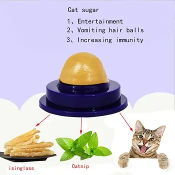 1ks Kočka Občerstvení Catnip Cukru Pet Gatos Cukroví Lízání Pevné Výživy Gel Energy Ball Hračka pro Kočky Koťata Pomoc Trávení Zdravé