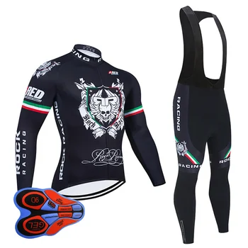 2021 Tým Black Cyklistika Jersey 9D Bib Set MTB Jednotné Cyklistické Oblečení Jaro/Podzim Bike Oblečení Pánské Dlouhé Cyklistické Oblečení