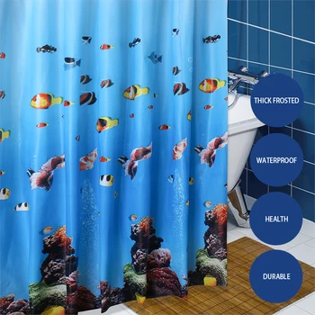 3D Ocean Design Koupelny Závěs Vodotěsné Plísním Důkaz Sprchový Závěs S Háčky PEVA Moderní Vanou Oddíl Záclony