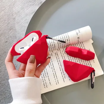 3D Červená Láska Srdce Design Sluchátka Pouzdro s Keychain pro Airpods Pro Roztomilé Dívky Ženy Styl Ochranný Kryt pro Airpods 1/2