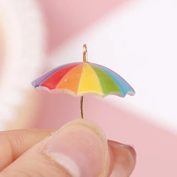 5ks Mini Barevné Simulace Malý Deštník Přívěsky pro Dollhouse Miniaturní Přívěsek Diy Náušnice Náhrdelník klíčenka Příslušenství