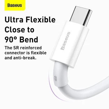 Baseus 6A, USB Typu C Kabel 66W Rychlé Nabíjení Pro Huawei Mate 40 P40 Samsung Xiaomi USB C Quick Charge Kabel Datový Kabel 2m