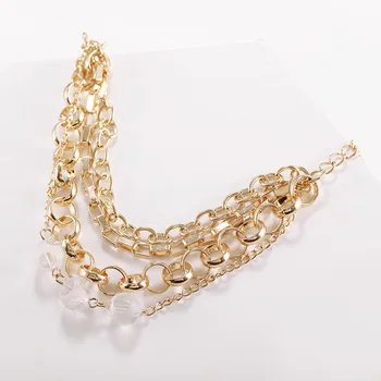 BLA Kulaté Korálky Multi-vrstva Zlaté Barvy Řetězu Punk Náramky A Náramky Pro Ženy Kouzlo Šperky, Jednoduché Geometrické Náramek BT210041