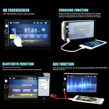 Car audio rádio stereo headunit in-dash multimediální univerzální 2 din auto mp5 přehrávač s BT, FM, USB, SD Mirror link,vstup kamery