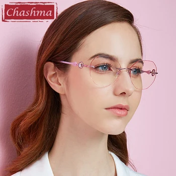 Chashma Titanové Slitiny Módní Ženské Brýle Diamond Zdobené Vrtaných Brýlových Obrub Ženy, Sluneční Brýle Odstín Čočky