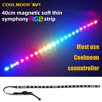 COOLMOON Symfonie Led pásek Magnetický 400mm Měkké LED Bar RGB Malý 4PIN Barevné Osvětlení Extrémní Tenký Kabel, Magnet Pásky