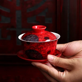 Dehua Keramické Gaiwan Čajový Ručně vyráběné Čaje mísa Mísa Čínské luxusní Svatební Domácí Čajový set Čajový Obřad Příslušenství Sváteční dárek