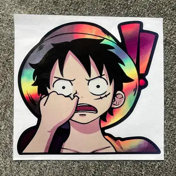 EARLFAMILY 13 cm x 12.2 cm Kreativní Karikatura Luffy Peeker Auto Samolepka JDM Vinyl Graffiti Pokukování Japonsko Anime Ne Reflexní Obtisk
