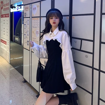 Elegantní Party Šaty Ženy Dlouhý Rukáv Sweet Empire, High Street Mini Šaty Gothic Y2k Šaty Korejský Létě 2021 Ženské Oblečení