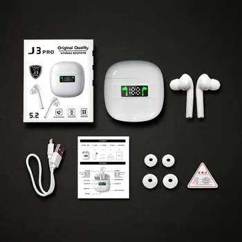 FLUXMOB J3 PRO TWS Bezdrátová Sluchátka Bluetooth Sluchátka IPX7 Vodotěsné Koncovky LED Displej Stereofonní Vestavěný Mikrofon pro iPhone