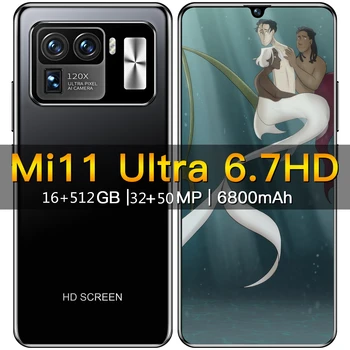 Globální Verze Mi 11Ultra 16GB 512GB 6800mAh 5G MTK6889 Nejnovější 6.7 inch Mobilní Telefon 10 Core Mobil 4G LTE Smartphone Sítě