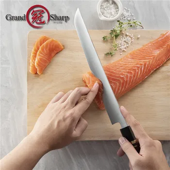 Grandsharp Japonské Kuchyňské Nože Sakimaru Nůž Šéfkuchaře Krájení Vaření Nástroje Saya Pochva Dřevěná Dárková Krabička Sushi Sashimi Dělat