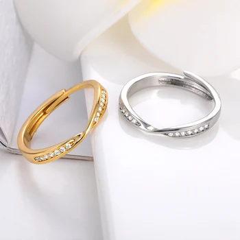Korea je Nový Vynikající Rakouský Crystal Twist Klasické Nastavitelný Prsten Pro Ženy, Svatební Zásnubní Módní Dárek Prsten Bague Femme