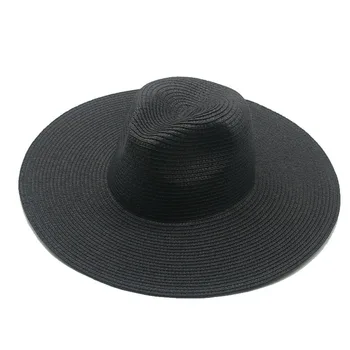 Letní dámské klobouky velký okraj 10 cm muži ženy pevná khaki bílá černá slámy čepice venkovní sluneční ochranu pláže ženy letní slunce čepice