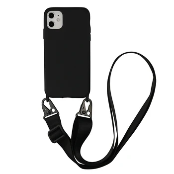 Luxusní Silikonový Řetěz Náhrdelník Telefon Pouzdro Pro iPhone 12 11 Pro Max 7 8 Plus X XR XS Max Šňůrka, Popruh na Krk Provaz, Kabel, Zadní Kryt
