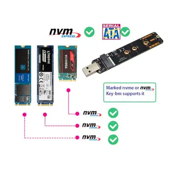 M. 2, USB 3.1 Dual Protokol SSD Adaptér RTL9210, M. 2 NVME PCIe NGFF SATA M2 SSD Deska Pro 2230 2242 2260 2280 NVMe/SATA M. 2 SSD