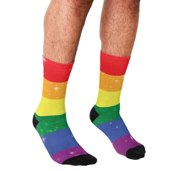 Muži Ponožky harajuku Gay Pride Duhové Vlajky Tištěné Rádi hip hop Novinka osobnost Skateboard Posádky Casual Crazy Funny Ponožky