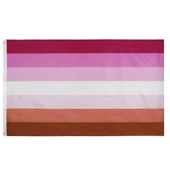 Nové 1ks Polyester Duhová Vlajka Dvojitá Penetrace západu Slunce Lesbické Pride Vlajka Pro Dekoraci 90 × 150 cm