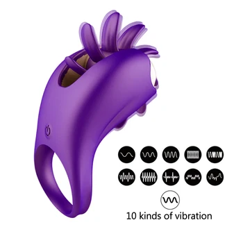 OLO Penis Ring Vibrátor Rotace Ústní Jazyk Lízání Klitoris Stimulovat Sexuální Hračky Pro Pár Dospělých Produktu