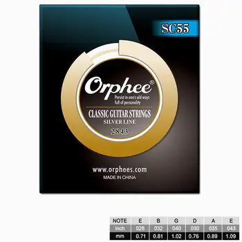 Orphee SC Série 6 Ks Clear Nylon, Postříbřené Dráty Klasické Klasická Kytara Struny