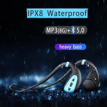 Q1 Kostní Vedení Sluchátka Bluetooth 8G IPX8 Vodotěsný MP3 Přehrávač, Plavání, Potápění HD Sportovní Headset 15 Dní v Pohotovostním režimu