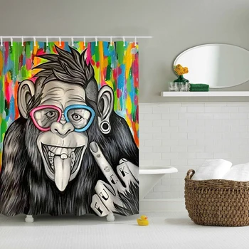 Roztomilé Zvíře 3D Tisk Sprchový Závěs Polyester Nepromokavé Koupelna Domácí Dekorace Opice Opony Pes Sprchové Závěsy, Záclony