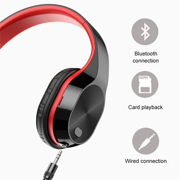 Skládací Bezdrátová Bluetooth Sluchátka hi-fi Stereo Bass Music Sluchátka S Mikrofonem Podpora TF Karta, AUX 3,5 mm Audio Drátová Sluchátka