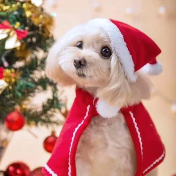 Snailhouse Vánoční Psí Oblečení Roztomilé Furball Červený Plášť Pro Malé A Střední Pes, Kočka Kabát Nový Rok Štěně Kostým Bavlna Pet Oblečení