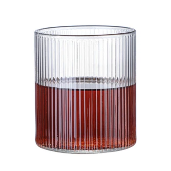 Tepelně Odolné Transparentní Pruhované Sklo Kafe, Whisky, Pivo Hrnek Šálek Japonské-Styl Zvlnění Vertikální Obilí Whisky Brýle