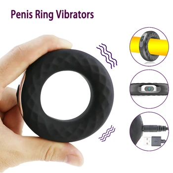 Vibrační Penis, Kroužek Silikon Zpoždění Ejakulace, Vibrátor pro Muže, USB Nabíjecí Erekce Zámek pro Pár, Sex Hračky pro Pár