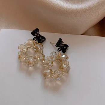 XIYANIKE Bowknot Crystal Náušnice Elegantní Náušnice Brincos 2021 Pro Ženy Nové Módní Kulaté Geometrické Náušnice Módní Šperky
