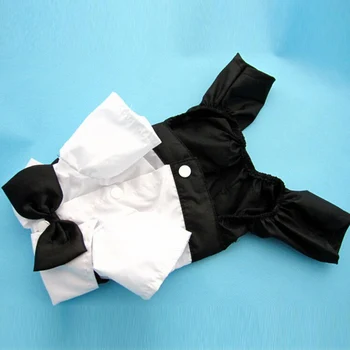 Černá A Bílá Gentleman Psí Oblečení Svatební Oblek, Formální Košile Pro Malé Psy Motýlek Tuxedo Pes Oblečení Elegantní Kostým Pro Kočky