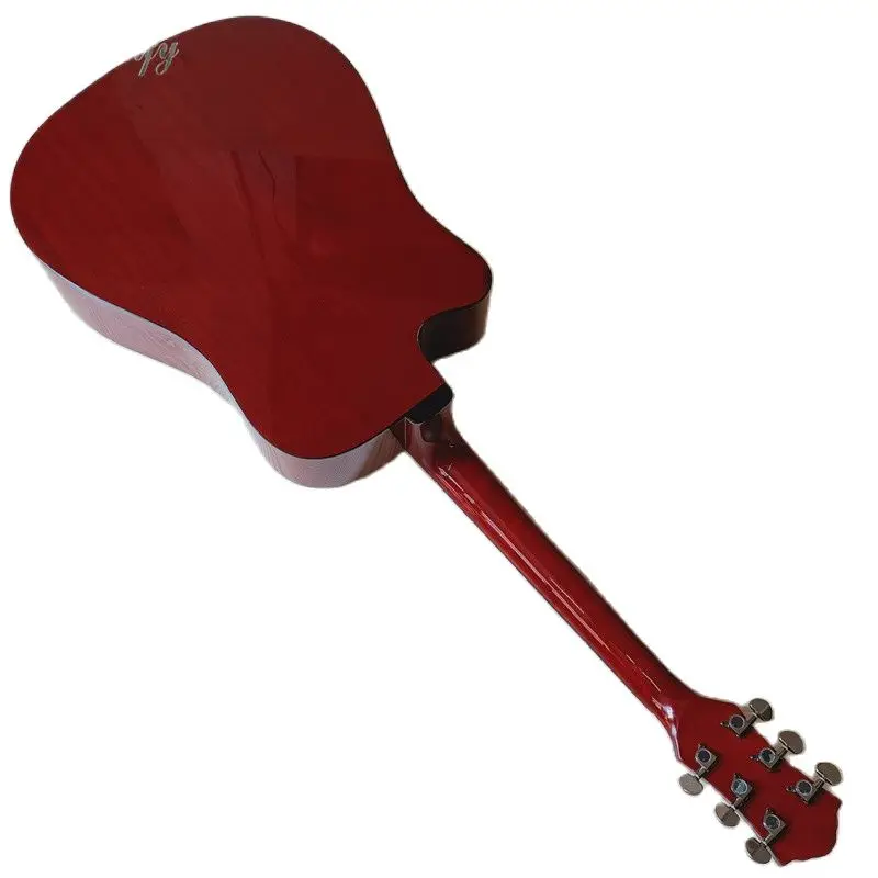 Vysoký lesk 41 inch akustická kytara hnědá full sapele dřeva, 6 strun, folk cutaway kytara design pro začátečníky 0