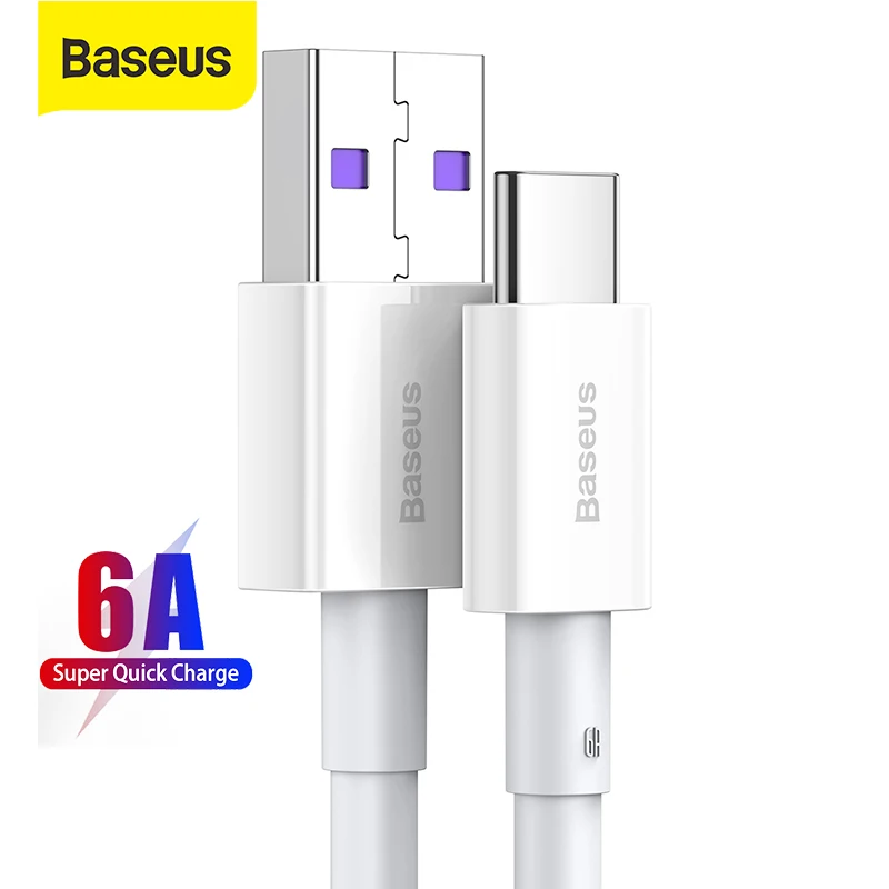 Baseus 6A, USB Typu C Kabel 66W Rychlé Nabíjení Pro Huawei Mate 40 P40 Samsung Xiaomi USB C Quick Charge Kabel Datový Kabel 2m 1