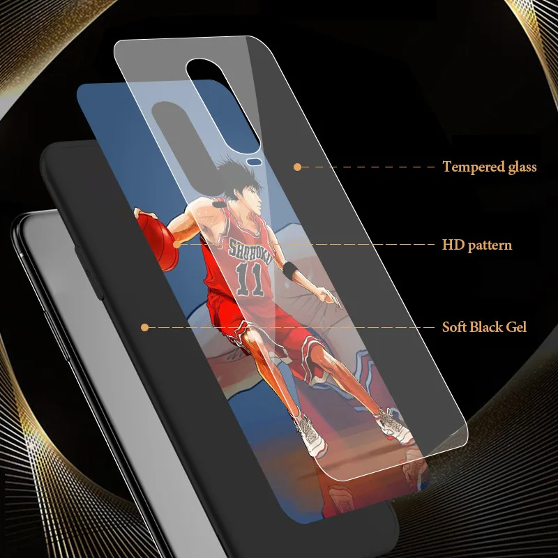 Tvrzené Sklo pouzdra Pro Huawei Honor 20 8X 9X 10 Lite Zobrazení 30 Pro 9A Y6 Y7 Y9 2019 Kryt Telefonu Tašky Basketball SLAM DUNK 1