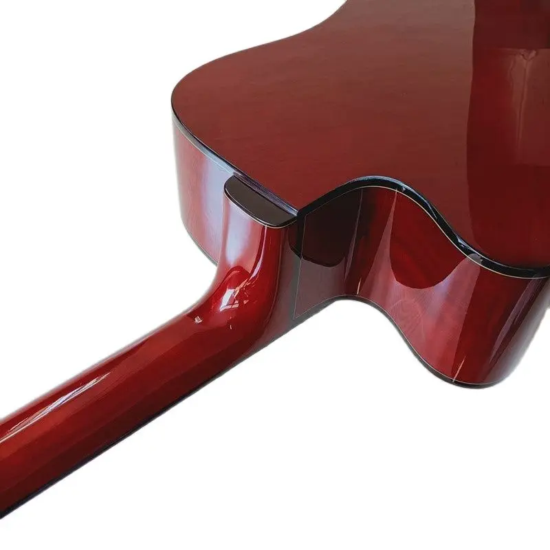 Vysoký lesk 41 inch akustická kytara hnědá full sapele dřeva, 6 strun, folk cutaway kytara design pro začátečníky 1