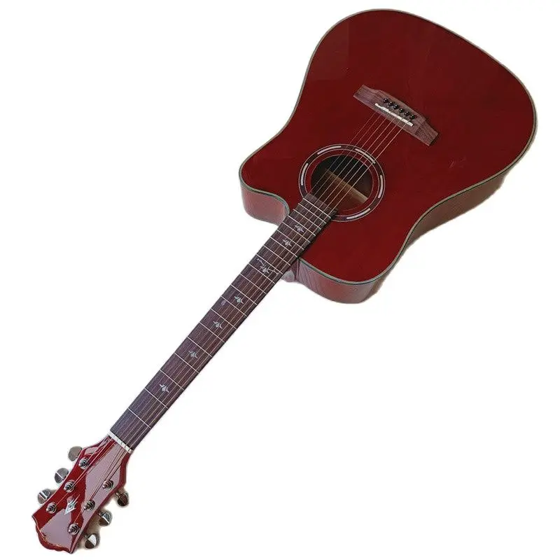 Vysoký lesk 41 inch akustická kytara hnědá full sapele dřeva, 6 strun, folk cutaway kytara design pro začátečníky 2