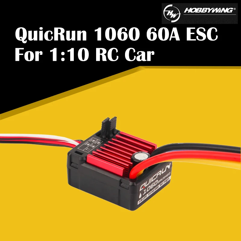 Nové Příjezdu Původní HobbyWing QuicRun 1060 Kartáčovaný 60A Electronic Speed Controller ESC Pro 1:10 RC Auto Vodotěsné Pro RC Auto 3