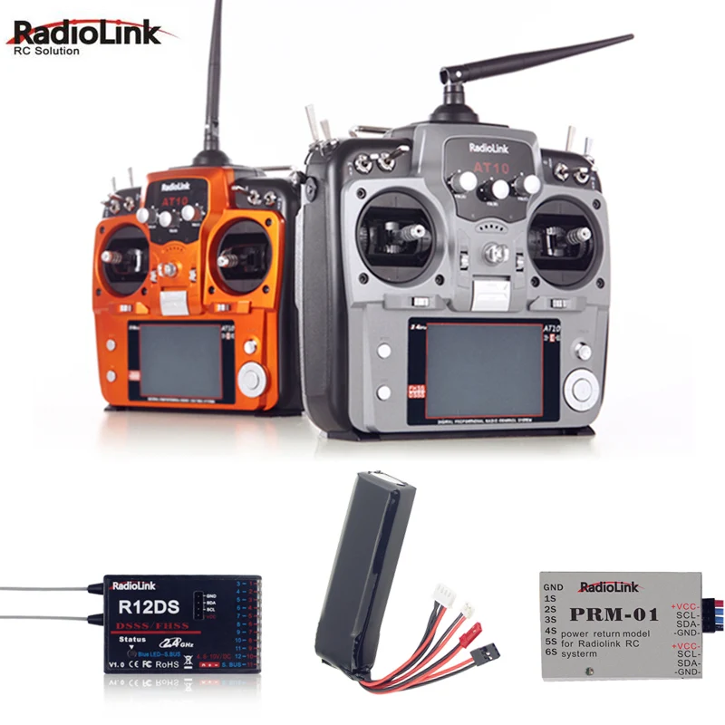 Radiolink AT10 II 2.4 G 12CH Rádiový Vysílač W/ R12DS Přijímač 11.1 V Baterie pro RC FPV Racing Drone Letadlo, Vrtulník Mode2 3