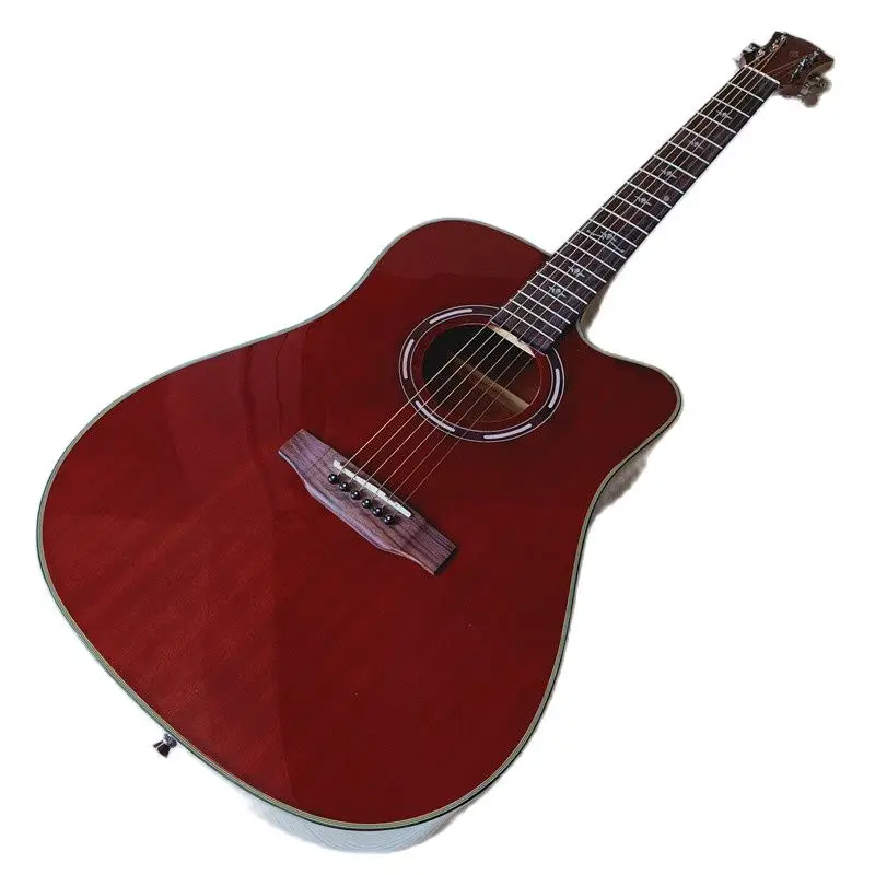 Vysoký lesk 41 inch akustická kytara hnědá full sapele dřeva, 6 strun, folk cutaway kytara design pro začátečníky 3
