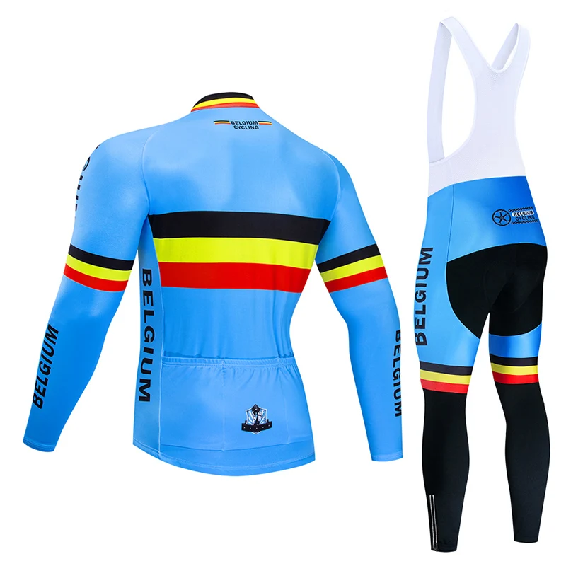 2021 Belgie Zimní Cyklistické Oblečení Kalhoty 9D Sada MTB Jednotné Bike Jersey Cyklistické Oblečení Tepelné Fleece Pánské Dlouhé Cyklistické Oblečení 5