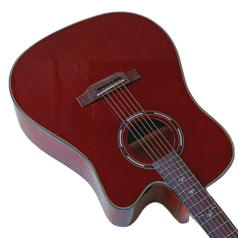 Vysoký lesk 41 inch akustická kytara hnědá full sapele dřeva, 6 strun, folk cutaway kytara design pro začátečníky 5