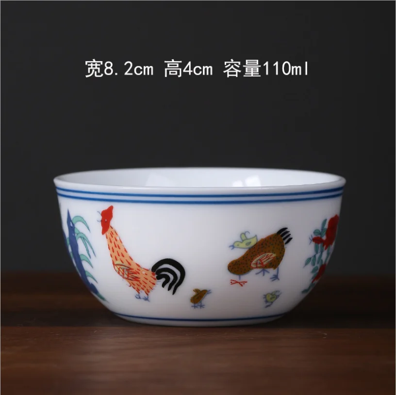 Výrobce Kung-Fu Čajový Šálek, Starožitné Dacheng Minghua Doucai Kuřecí Hliněného Poháru Ming Bílý Porcelán Master Cup Cup 5