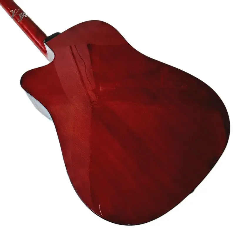 Vysoký lesk 41 inch akustická kytara hnědá full sapele dřeva, 6 strun, folk cutaway kytara design pro začátečníky 4